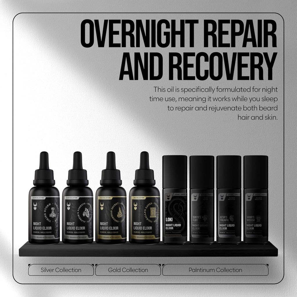 The Beard Struggle - Beard Oil for Men - Natural Blend for Softens, Moisturizing, & Healthier Beard Growth - Viking Storm Night Liquid Silver Elixir - Vegan-Friendly Beard Growth Oil (1 Fl oz)