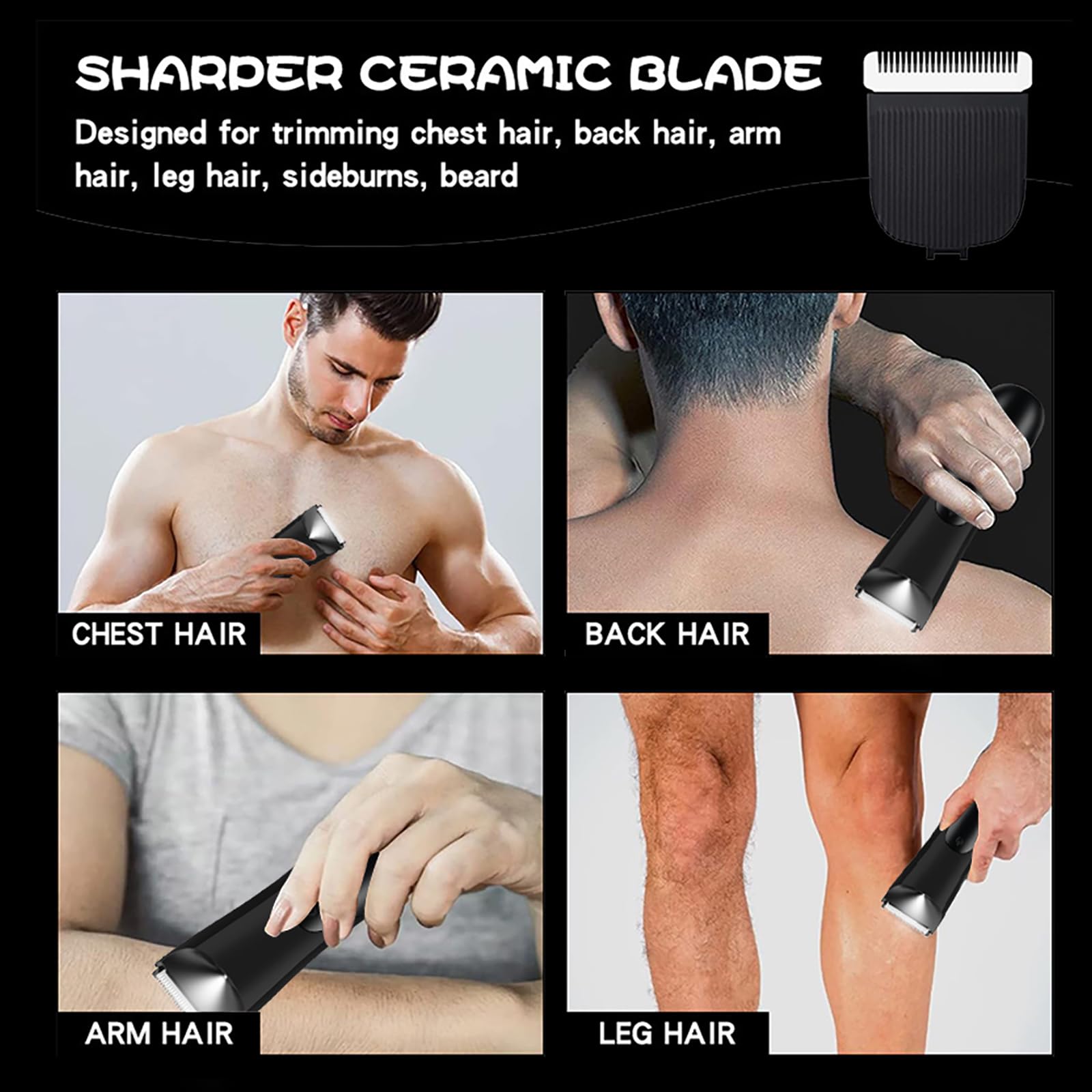 WAIKIL Trimmer, Trimmer for Men, Professional Body Hair Trimmer for Men, Groin & Body Hair Trimmer for Men, Electric Trimmer Pubic Trimmer Body Shaver (Black)