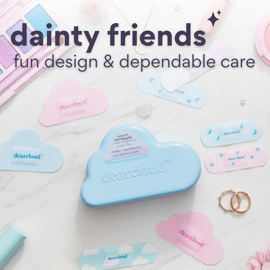 dearcloud Comfort Bandages 30ct – Waterproof + Tin (Dreamy Daze)