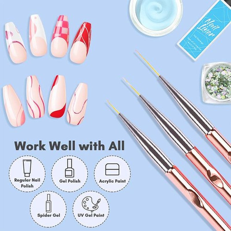 Nail Art Kit, Nail Dotting Pen in Ballpoint Pen Design, Tiny Paint Brushes Liner Brush for Nails Gel, Tweezers for Acrylic Nail Design, Uv Gel, Rhinestone Precision Tools for Manicure DIY,YGJ-009