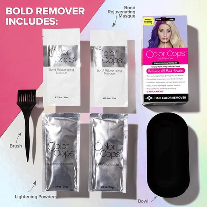 Color Oops Bold Hair Dye Remover - Safely Removes Direct & Semi-Permanent Color | 2 Applications, Vegan & Cruelty-Free