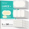 XXL Pimple Patches for Body, Large Hydrocolloid Acne Patches, 5 Sizes Big Hydrocolloid Bandages for Back, Chest, Shoulders Zit Breakouts, Blemish Patch for Face (Oval, Dot 260 Count)