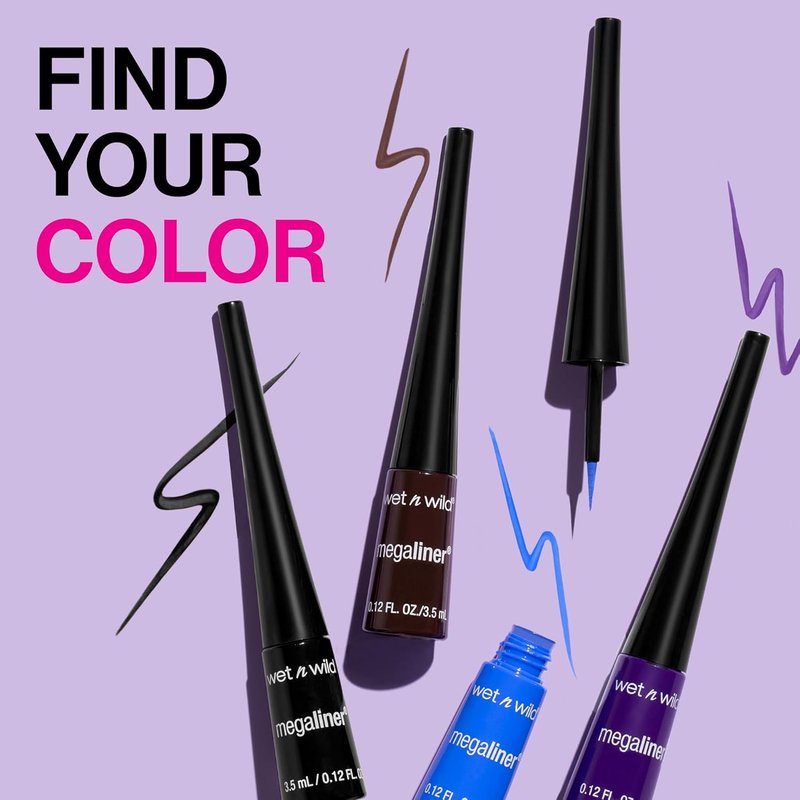 Wet n Wild MegaLiner Liquid Eyeliner - Intense Black Color for Bold, Long-Lasting Looks