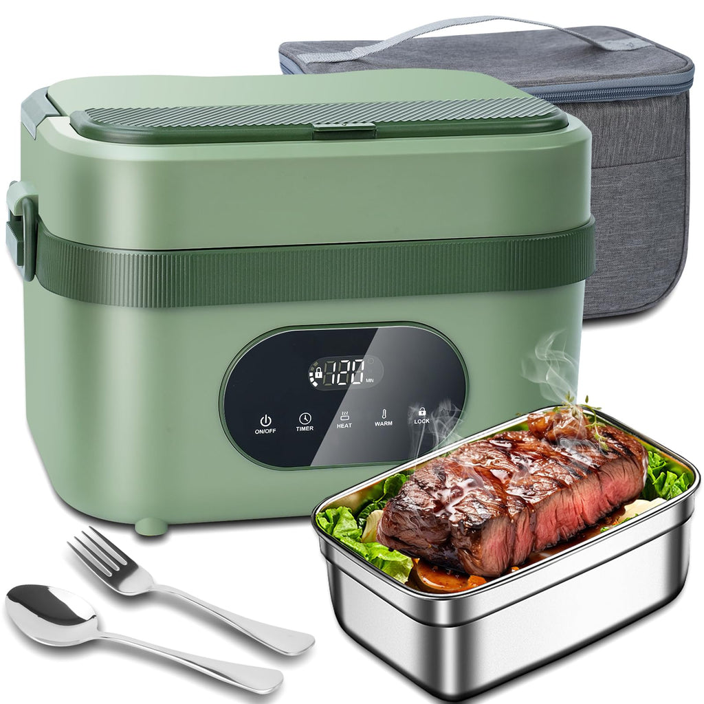 MDHAND Heated Lunch Box for Men - 18000mAh Battery Powered Cordless Electric Lunch Box for Adults Worker, Commuters, Drivers, 5 Side Self-Heating, Scheduled Heating & 6.3 Cups Container