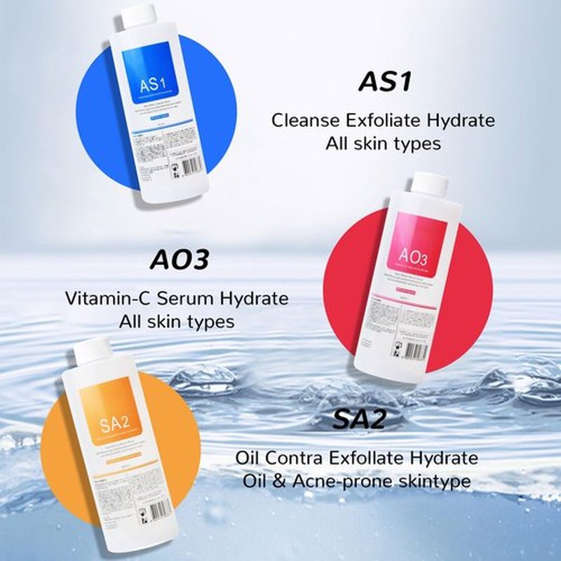 Nielies Aqua Peeling Solution for Hydradermabrasion Machines – Peeling Solution for All Skin Types (AS1, SA2, AO3) – Deep Cleansing, Hydration