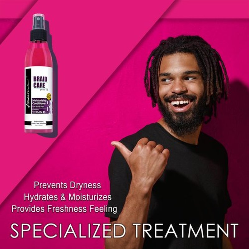 Awesome Braid Leave in Conditioner Spray, pH 4.0~4.5, Moisturizes & Improves Elasticity, Braid Itch Relief Spray, Prevents Heat & Hair Damage, Hydrates, Vitamin B5, 7 Fl Oz