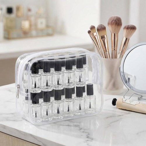 10PCS 0.5oz Transparent Empty Nail Polish Bottles with Brush Caps Glass Polish Sample Tube Bottle Vial Container for Nail Art 15ml