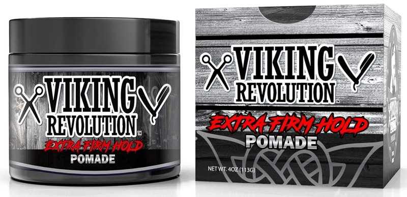 Viking Revolution Extreme Hold Pomade for Men - Extra Firm Hold & High Shine - Easy Wash Out, 4oz