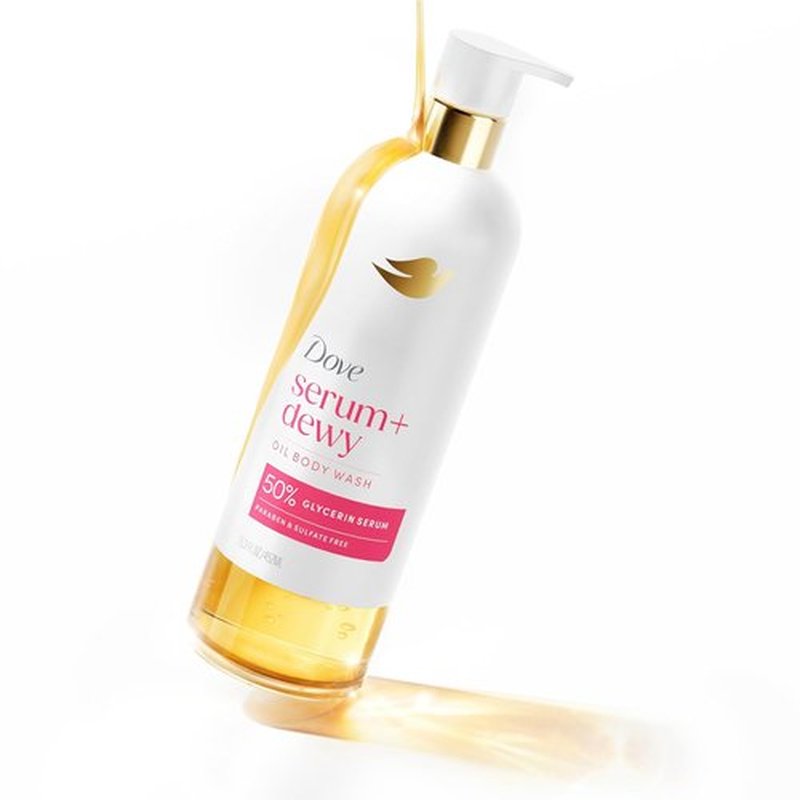 Dove Serum+ Shower Oil Body Wash - Hydrating Coconut & Geranium Oil Cleanser, 15.3 fl oz