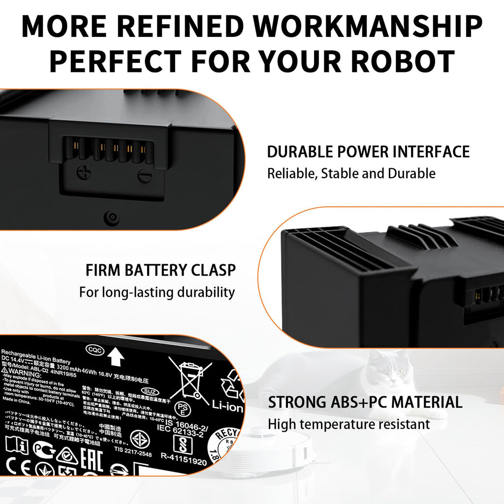 JTRGPEH 3200mAh ABL-D2 Replacement Battery for Roomba j7 j7+ i7 i7+ i8 i8+ i3 i3+ e5 e6 i4 i4+ i5 i5+ i6 i6+ j5 j5+ 0300 Series, Extended Runtime Battery Compatible with ABL-D2 ABL-D2A ABL-D1 46.08Wh