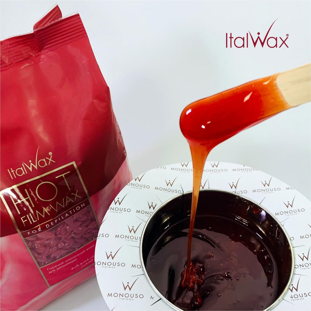 Italwax Classic Line Rose Hard Wax Beads 1.1 lb (500 g) – Medium-Long Setting Stripless Wax for Large Areas & Coarse Hair – Made in Italy