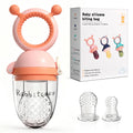 Baby Fruit Food Feeder Pacifier - Fresh Teething Pacifiers, 3 Different Size Silicone Pouch,Teethers for Babies 6-24Months, Baby Solid Food Essentials, Nutrition Feeder, BPA Free,1 Pice, Orange