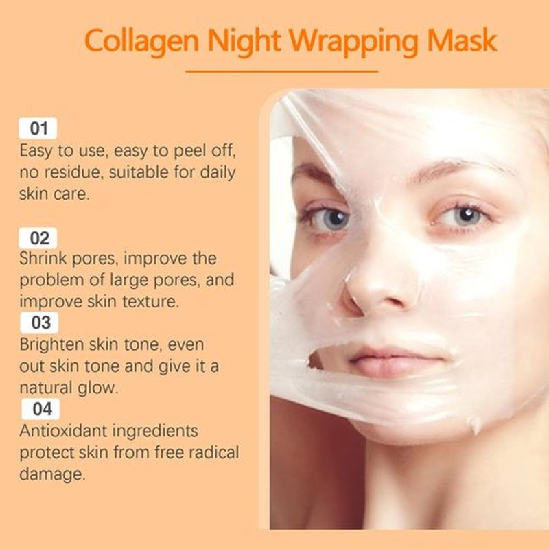 HOYGI Turmeric Collagen Face Mask, Overnight Wrapping Face Mask Peel Off Facial Mask for Elasticity and Hydration, Reduce Sagging and Dullness for All Skin Type, 2.65 Fl Oz