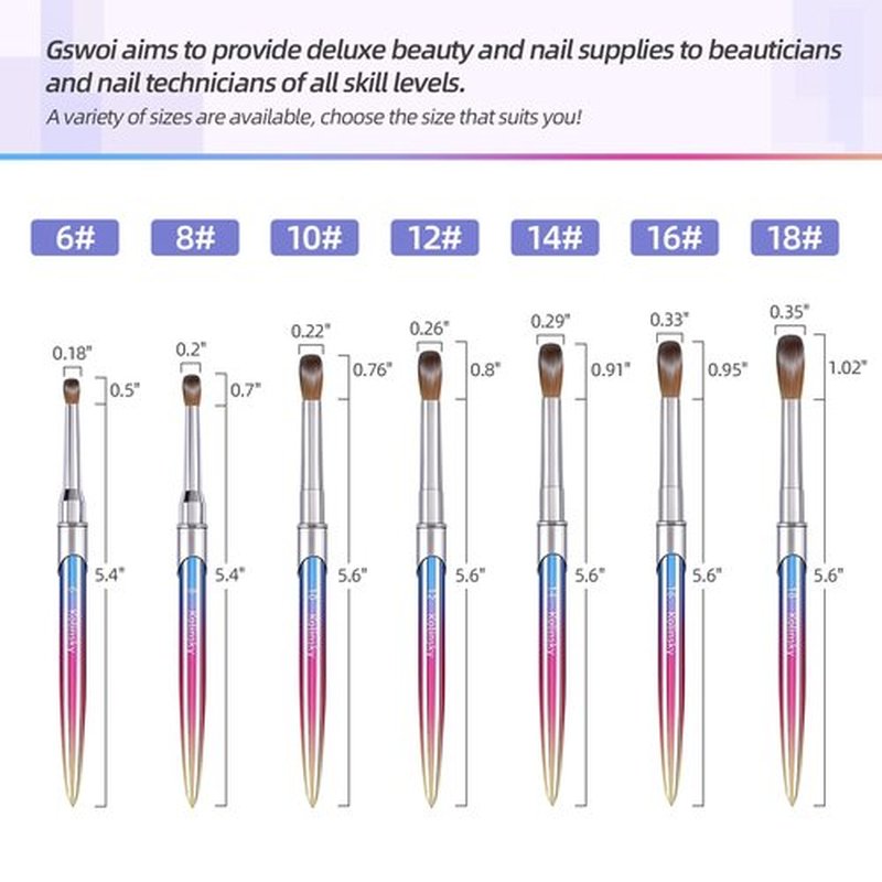 100% Kolinsky Acrylic Nail Brush,3D Pure Handmade Round Shape Size 12 Nail Brushes for Acrylic Application, Professional Nail Art Brush Manicure for Professional Manicure DIY Home Salon(#12)