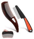 Dandruff Comb, Hollow Tooth Button Comb, Detoxing Comb Energy Massage Comb, Scalp Psoriasis Comb Dandruff Removal Comb, Lice Comb Multifunctional Hairbrush (Brown+Red)