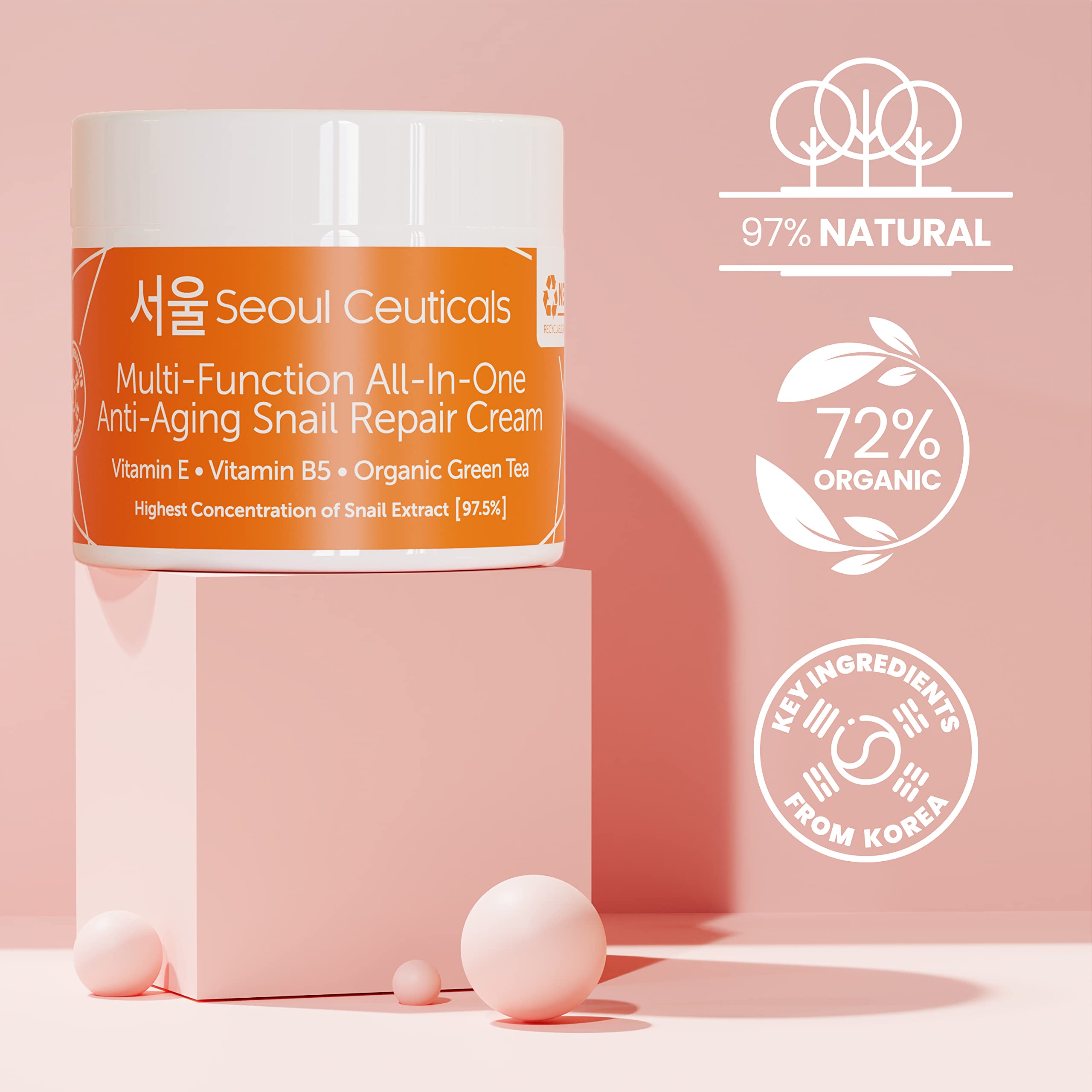 SeoulCeuticals Korean Skin Care Set - Contains Snail Cream Moisturizer + Korean Jelly Mask - This Potent Korean Skincare Set Provides Healthy, Youthful & Glowing Skin