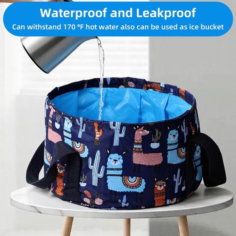Collapsible Bucket for Soaking Feet, Portable Foot Bath Basin, Travel Foot Soaking Tub with Handles, Navy Blue Foot-Spa Soaking-Tub for Home, Travel, Outdoor and Camping (14 L/11x7.4 Inch)