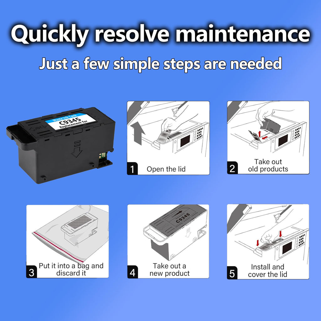 XPRETOER C9345 Ink Maintenance Box Compatibility Replacement for ET-8550 ET-16600 ET-5850 ET-5800 ET-16650 ET-8500 WF-7840 WF-7820 ET-5880 WF-7310 ST-C8000 ST-C8090 Printer (C12C934591/PXMB9/C9345)