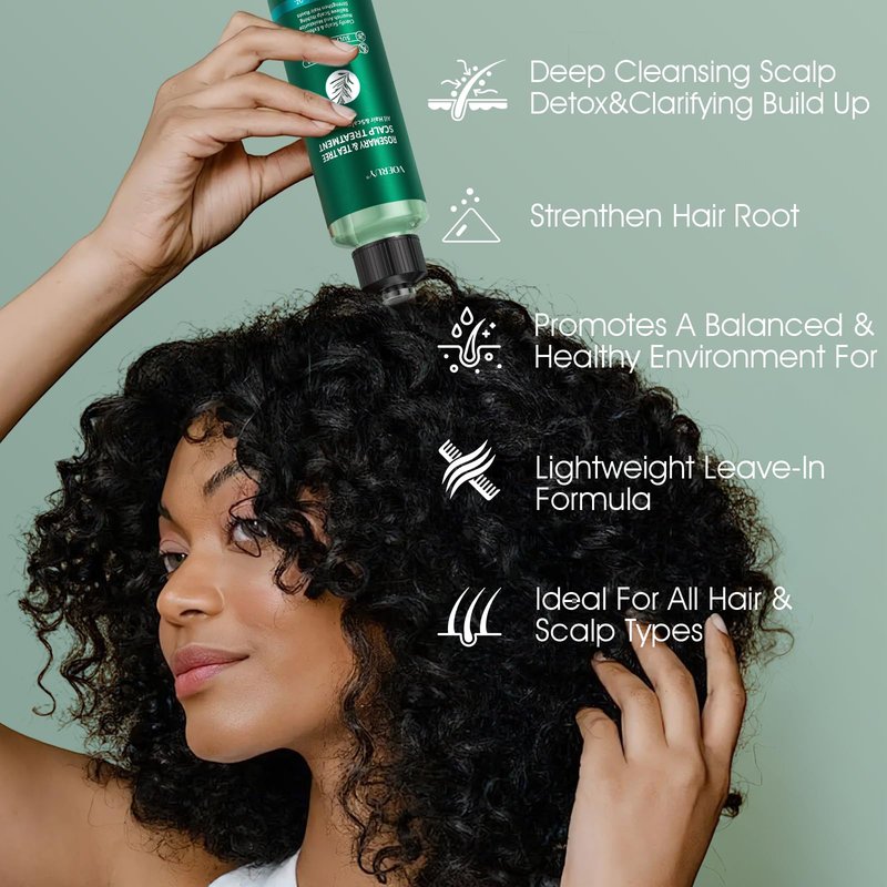 VOERUY Scalp Treatment, Rosemary Refreshing Scalp Treatment with Tea Tree, Clarifying Build Up & Purifying, Leave-In Scalp Detox for Dry Itchy Scalp,Vegan & Cruelty-Free,120ML