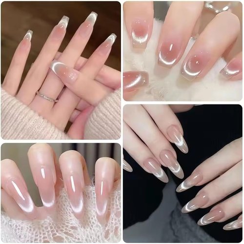 JERCLITY 1 Pieces Light Pink Cat Eye Magnet for Nails 3 in 1 Heart Magnet for Cat Eye Gel Polish, Cylindrical Magnets with Scissor Shaped Tools for French Cat Eye Effect