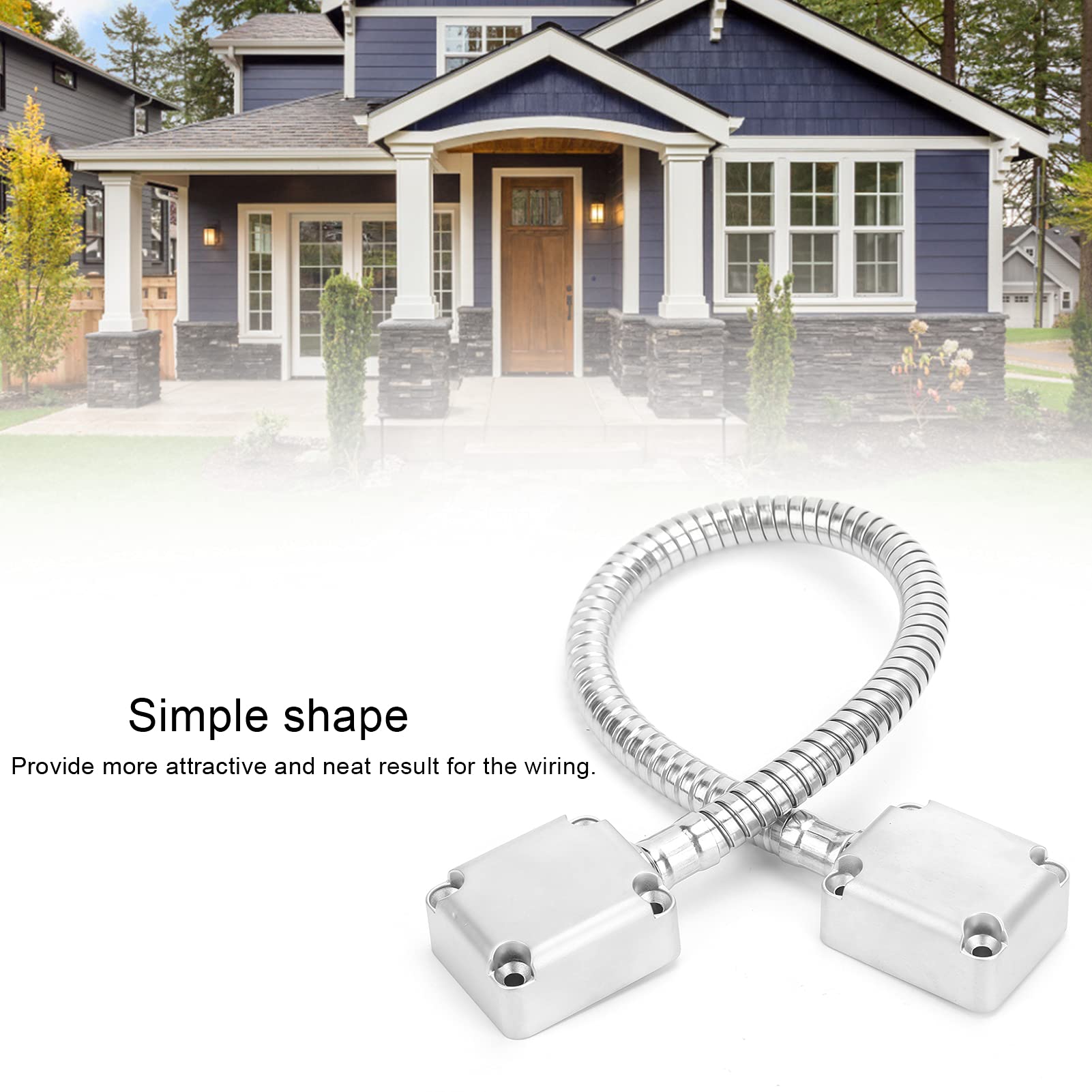 401 Stainless Steel Door Loop Wire Cable Protector Armored Door Cord w/Die-Cast End Power Transfer for Exposed Mounting Access Control