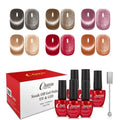 CHARMFORYOU Magnetic Gel Nail Polish Set, 6 Colors Wide Amber Cat Eye Gel Polish Crystal Jelly Transparent 9D Cateye UV Gel Soak Off Nail Polish Art Manicure kit with Magnetic Stick