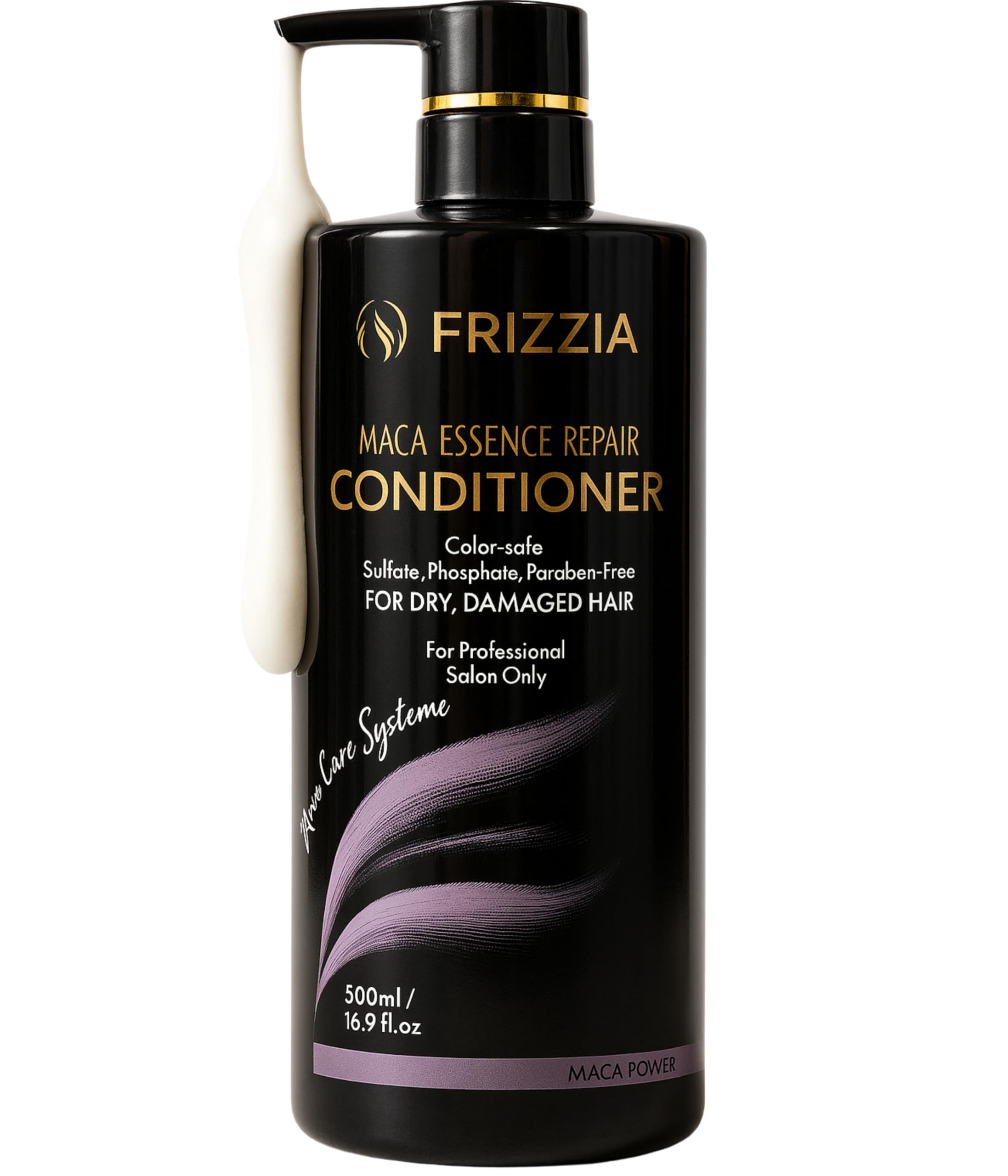 Frizzia PROFESSIONAL Conditioner with Maca, Argan and Vegetable Collagen | Repairs and Strengthens Damaged Hair | Opens Cuticles, Softens and Nourishes All Hair Types | 500ml