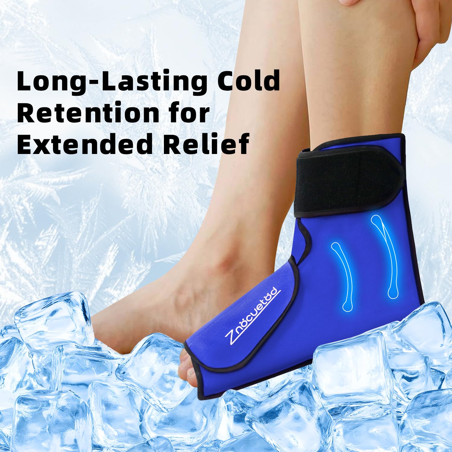 Ankle Ice Pack Wrap for Foot Heel Pain Relief and Swelling Large Reusable Gel Ice Cold Packs for Achilles Tendonitis Plantar Fasciitis Sprained Ankles Swollen Feet Surgery Recovery (Royal Blue)