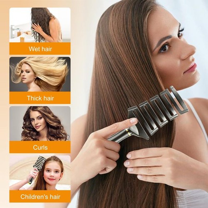 SHINLEA Curved Detangling Brush for Curly Hair, Professional Vented Anti-Tangle Brush for Wet & Dry, Ideal for Textured 2A to 4C Hair and Thick Blow Drying