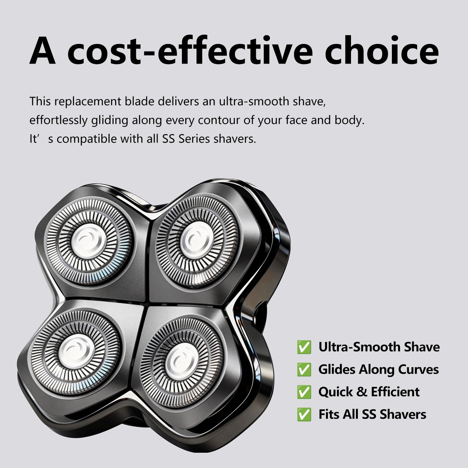 Pro 4 Shaver Replacement Heads Compatible with Pitbull, Palm & Butterfly Kiss Shavers, Floating 4-Head Rotary Blade for Bald Men, Wet and Dry Shaving