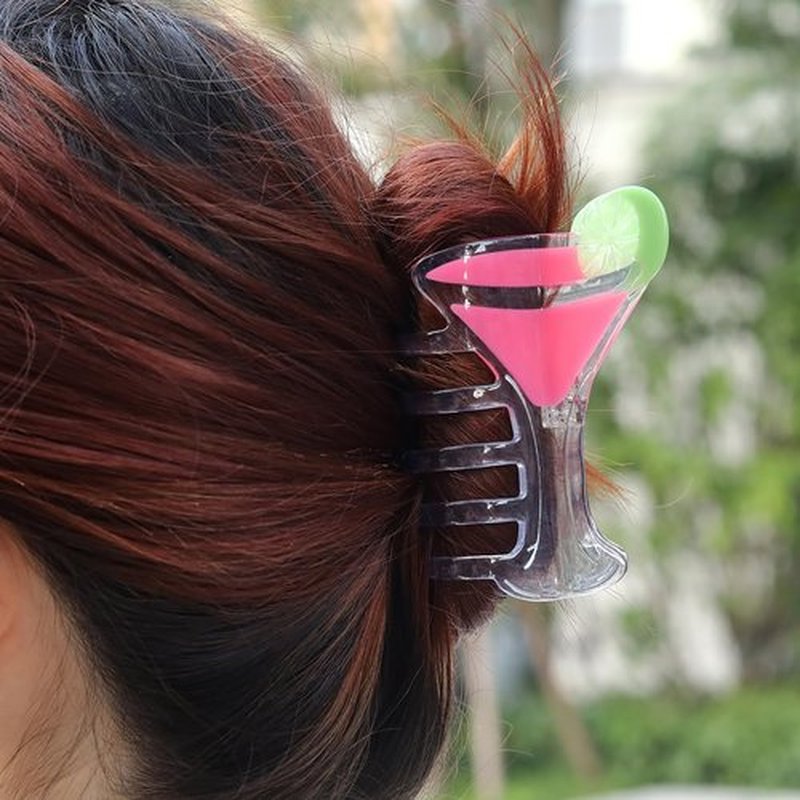 Personalised Acetate Novelty Whiskey Nogaiya Cocktails and Mixed Drinks Hair Claw Clip Drink Glass with Lime Garnish 1 Piece
