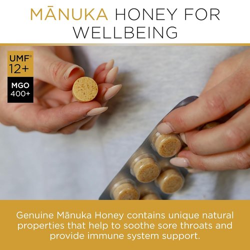 PURITI Premium Manuka Honey Lozenges - High Potency Sugar Free Cough Soothers | UMF Certified MGO 400+ (16 Pack)