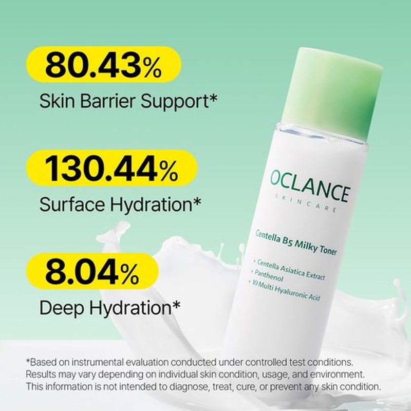 OCLANCE Centella B5 Milky Toner, Barrier Layering Toner for Face, Hydrating & Soothing, Soft Glow Finish, Panthenol, Niacinamide, Centella, Fragrance-Free, Korean Skincare, 150ml / 5.07 fl oz