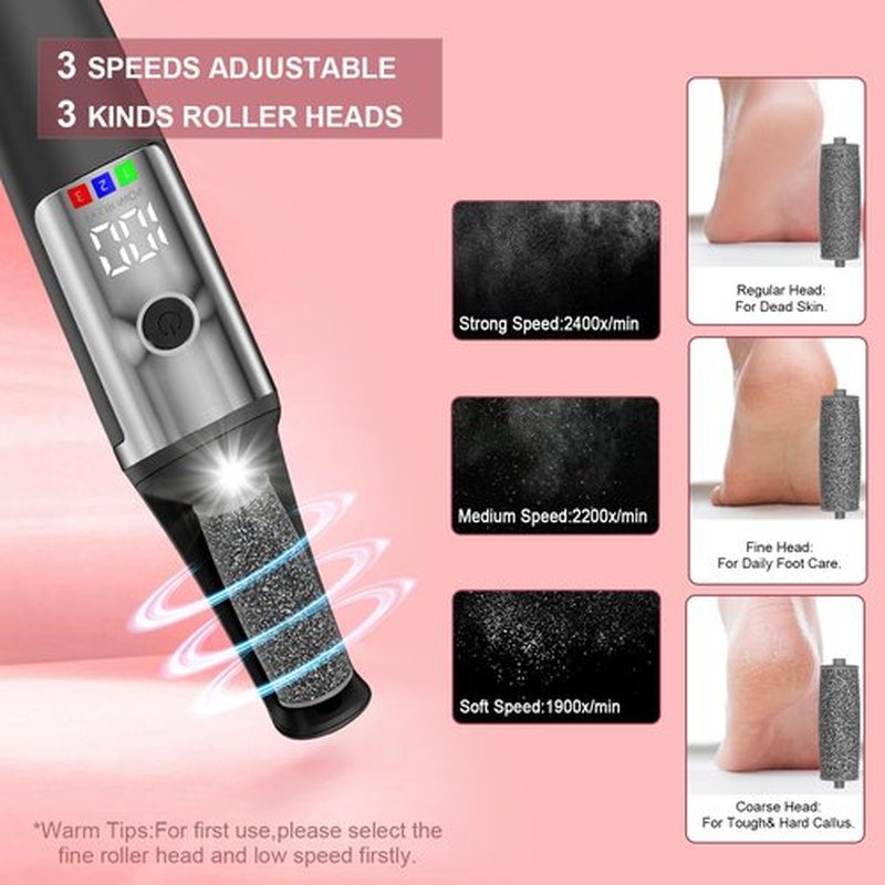 Electric Callus Removers for Feet, Smooth Pedicure Wand Rechargeable Electric Foot File,Professional Pedicure Tools for Dry, Dead, Cracked, Hard Skin, at Home Feet Spa Care Kit for Men & Women