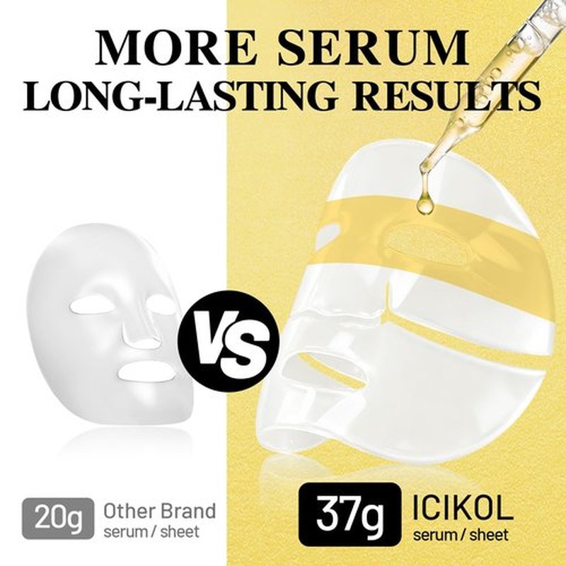 ICIKOL Collagen Face Mask with 24K Gold & Snail Mucin, Extra Eye Care Hydrogel Mask for Age-Defying & Skin Glowing, Overnight Elasticity Repair, 37g x 4 Sheets