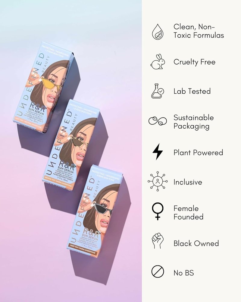 Undefined R&R Sun Serum SPF 50 PA++++ | Mineral Sunscreen with Niacinamide & Blue Light Defense - Light Tint