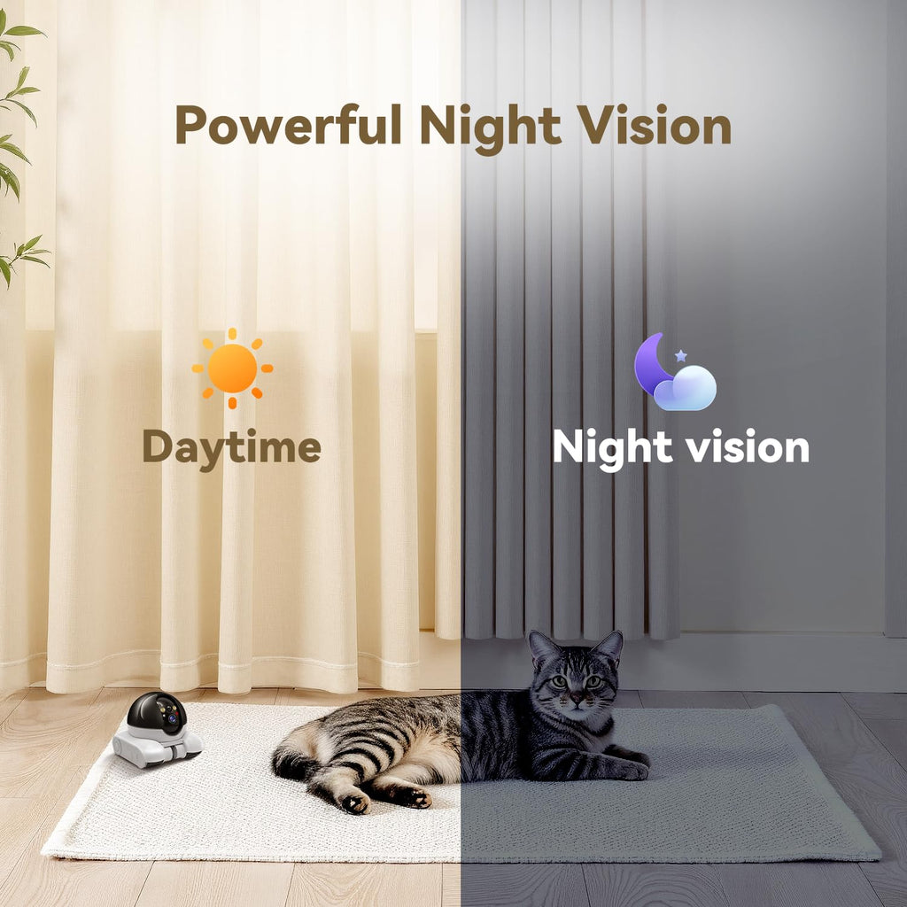 AEZ Robot Camera on Wheels 1080P Dual Lens,Indoor Movable Security Camera with 2-Way Talk,Blinky Bot with Night Vision,Distance Bot App Control for Cats/Dogs/Baby/Elderly (SD/Cloud Storage)