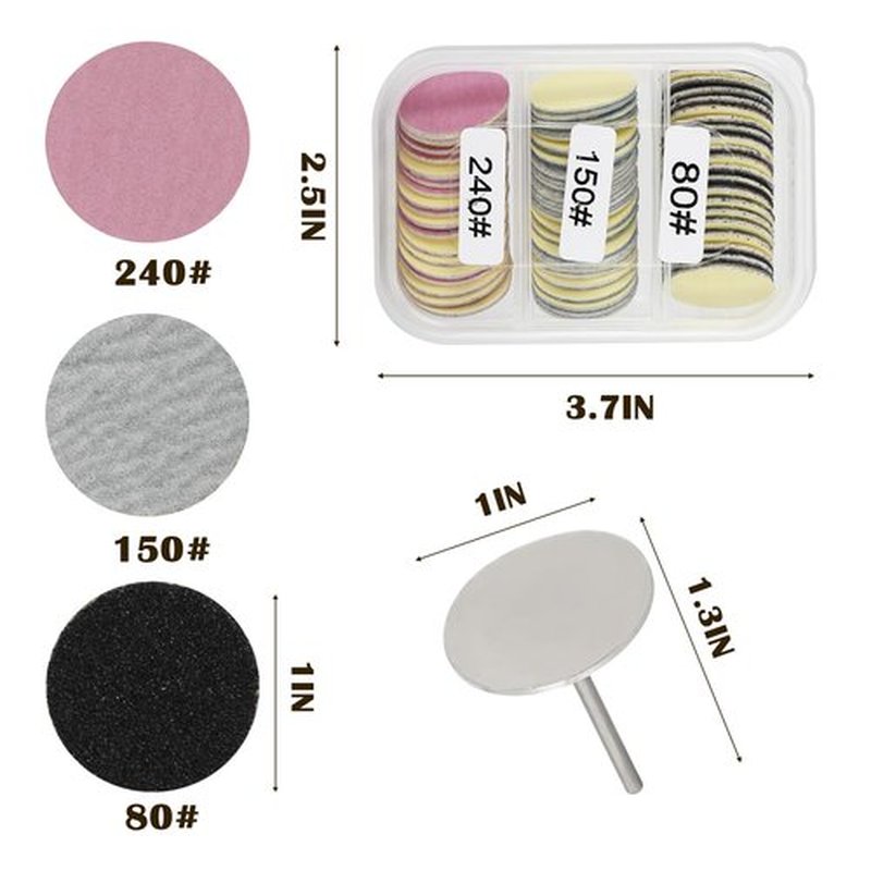 120pcs Nail Drill Replaceable Sandpaper Discs,25mm Metal Nail Drill Bits Sanding Paper Discs for Manicure Dead Skin Callus Removal Tools (#80#150#240)