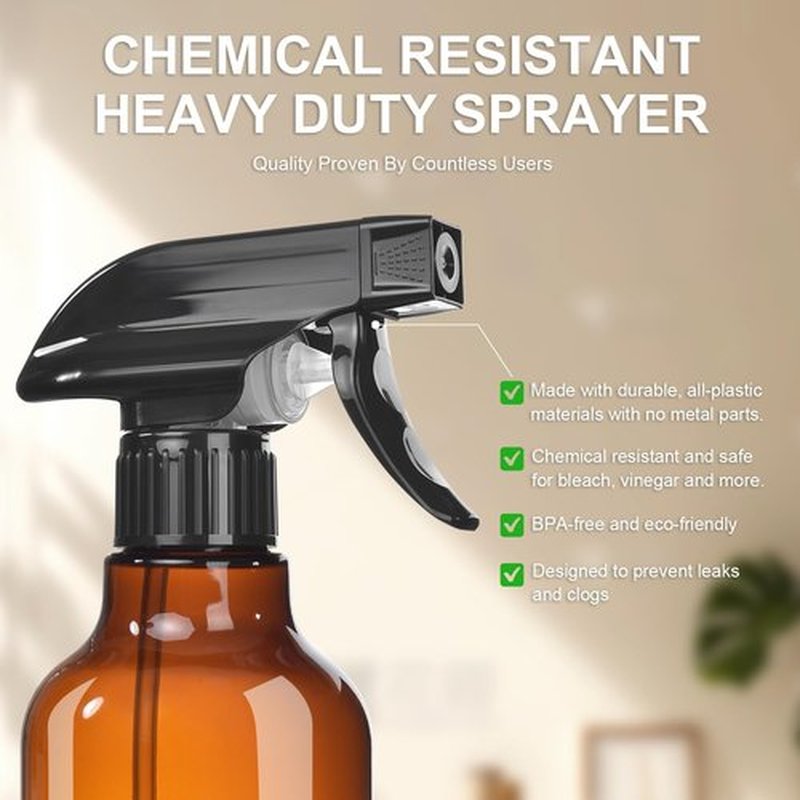 Skiennix Plastic Spray Bottles - 16.9 Oz Heavy Duty Mist & Stream | 2-Pack for Cleaning, Hair, Plants