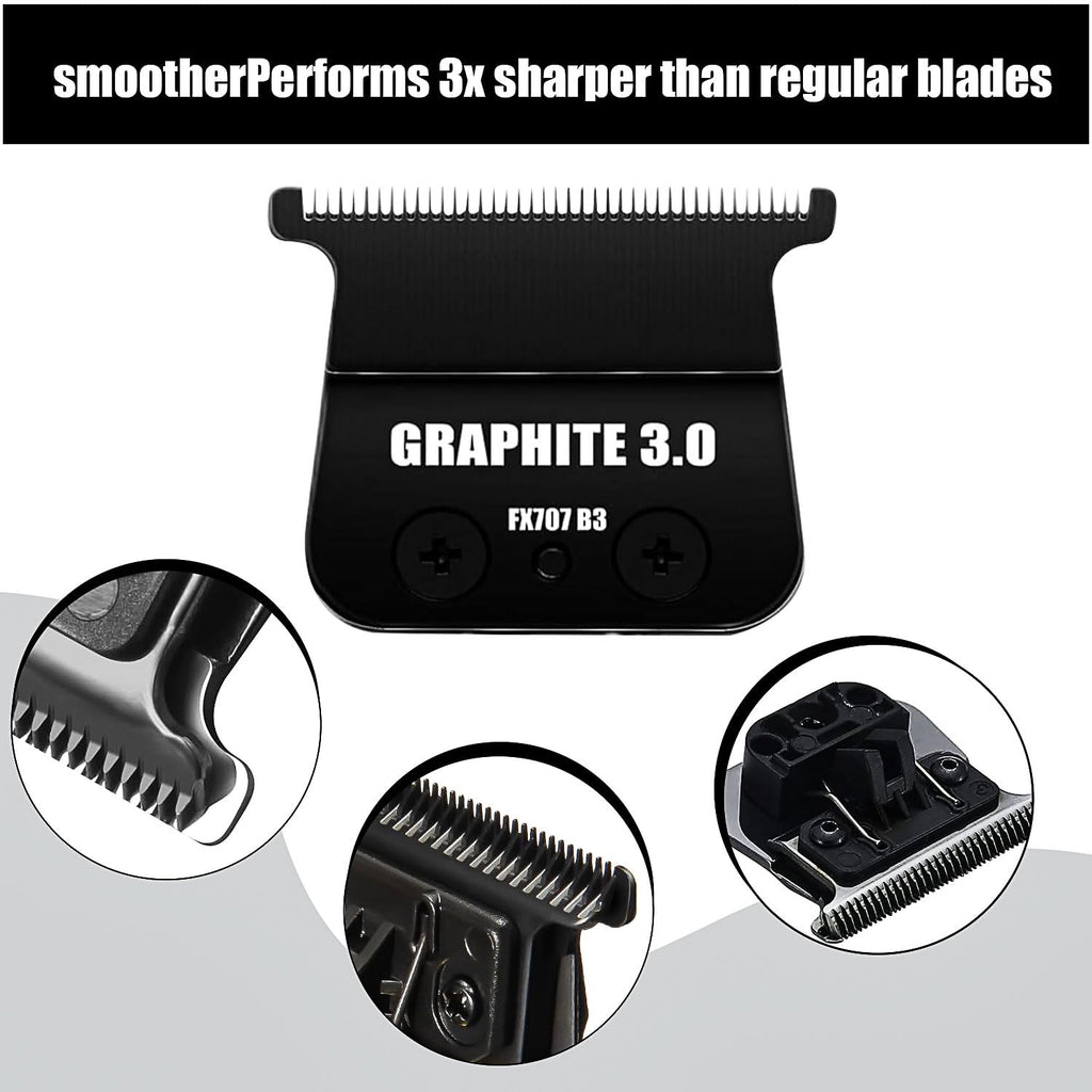 1 Pc FX707Z DLC 2.0 Replacement Blades Head Compatible with BaByliss PRO Barberology Trimmer Blade,Zero-Gapped Replacement Trimmer Blade Compatible with BaBylissPRO FX787 & FX726 Trimmer（Black）
