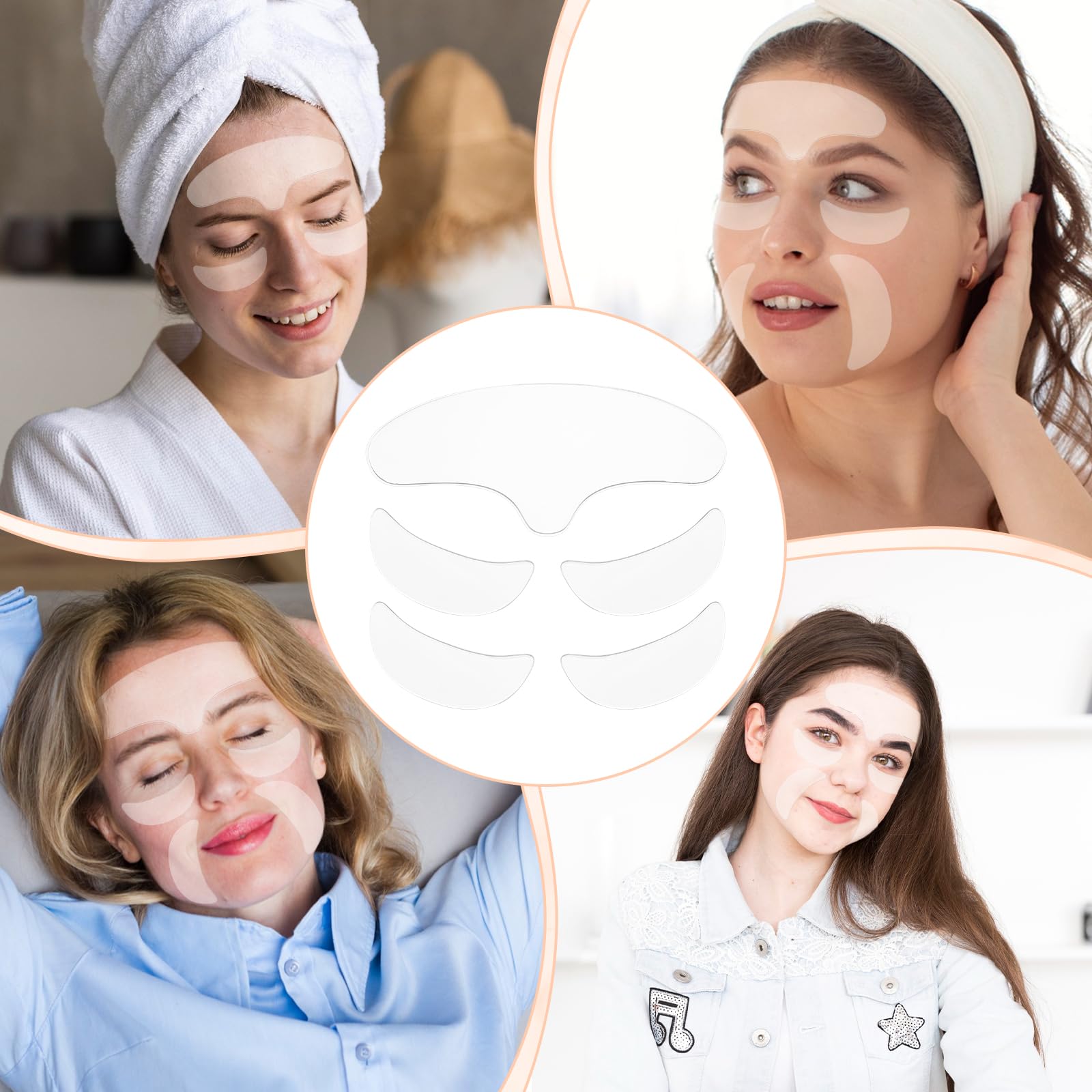 WY LIGHTING LEVEL 10 Pcs Forehead Wrinkles Patches Reusable Wrinkle Patches Wrinkle Remover Mask Silicone Face Tape Smooth Fine Lines Wrinkles for Women Facial Beauty Skincare