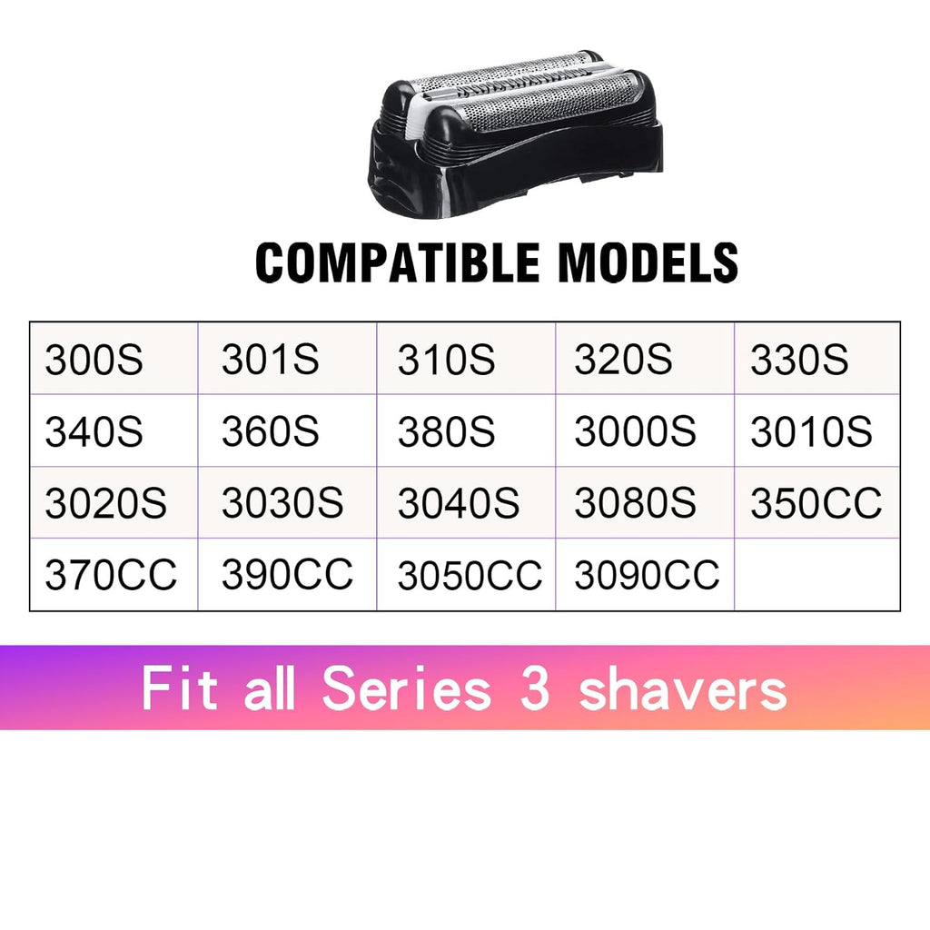 Braun Series 3 Replacement Shaver Head - Compatible with Multiple Models | 2-Pack