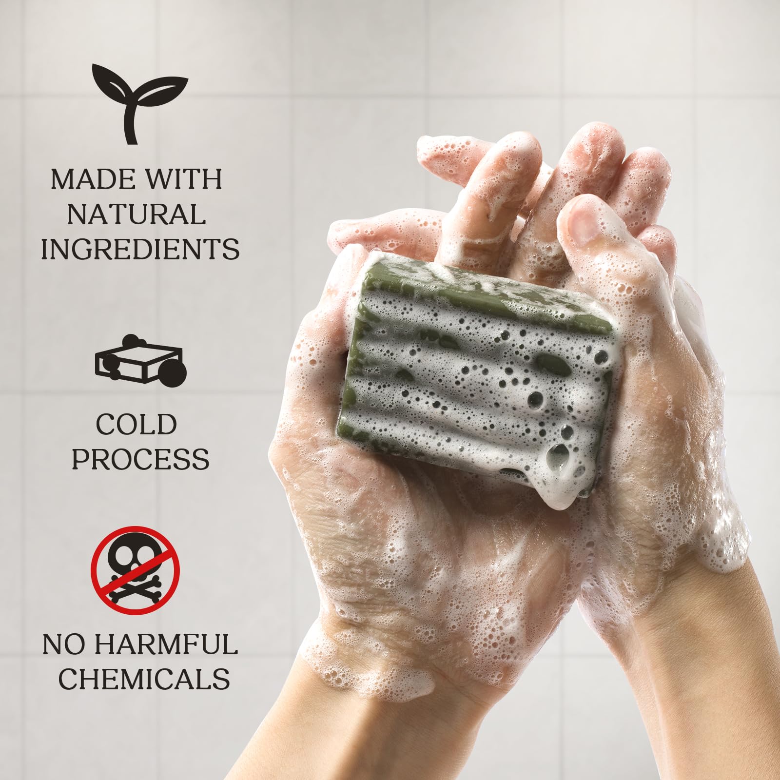 CADDISE Natural Soap Bar – Handmade Soap with Foaming Pouch, Face & Body Wash, Moisturizing & Cleansing with Tea Tree & Coconut Oil, Shea Butter, Jojoba & Honey, Gift for Men & Women, 4 Pack 16.8 Oz