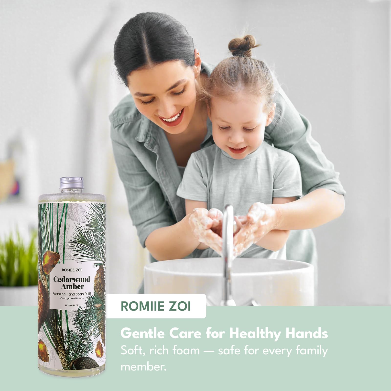 ROMIIE ZOI Foaming Hand Soap Refill Gift Set, Cedarwood, 33.8 Fl Oz x 3