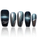 Handmade Press On Nails, Cat Eye Nails, Coffin Nails, Nailphoria Press Ons, Press On Nails Blue, 3D Nails Press On, Acrylic Press On Nails, Gifts For Woman, COOLYOUNG Nails, 10 PCS, Size M