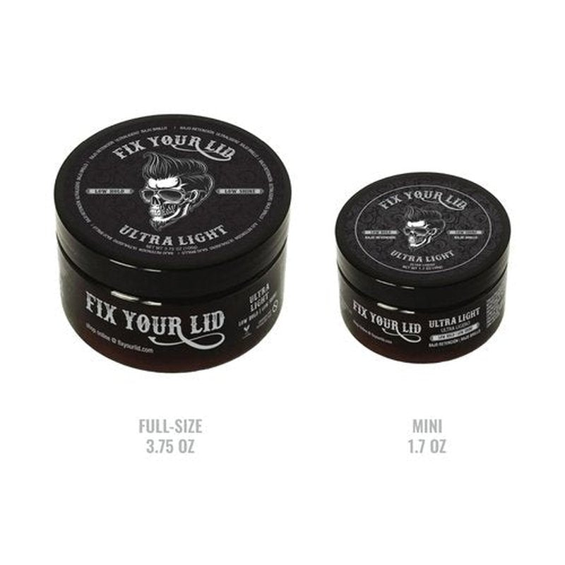 Fix Your Lid Ultra Light Pomade for Men - Low Hold & Low Shine Styling - Water-Based, Easy to Wash Out - Full Size & Travel Size Bundle - 3.75 oz + 1.7 oz