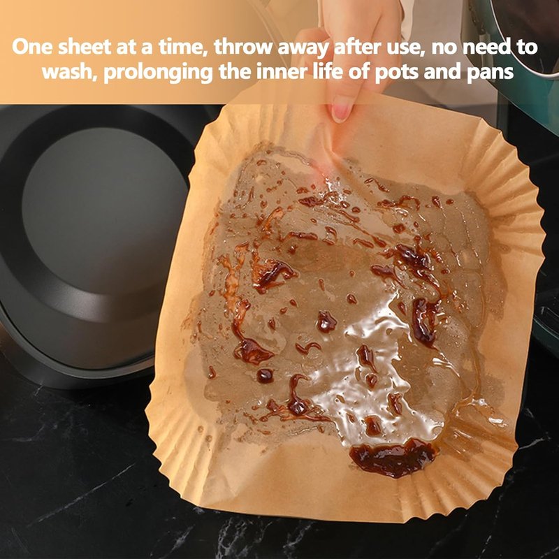 Air Fryer Liners 9 Inch - 125PCS Non-Stick, Oil-Proof & High-Temperature Resistant Baking Paper