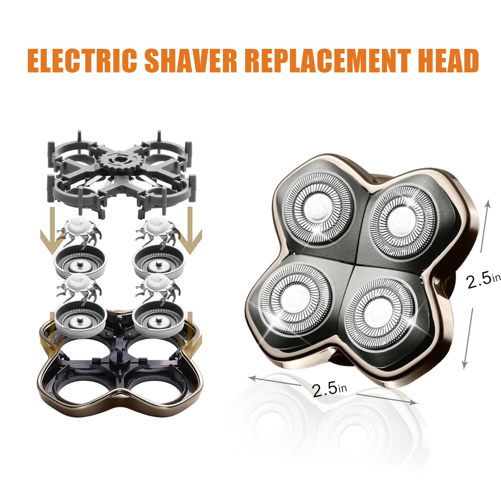 Replacement Blade Shaver PRO 4 Head for Skull Pitbull Shaver, 2Pack