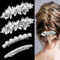4 Pieces Rhinestone Bridal Hair Clip, Pearls Wedding Hair Pins Crystal Hair Clips, Rhinestone Jewelry Barrette Elegant Hair Accessories for Brides Bridesmaids Flower Girls…