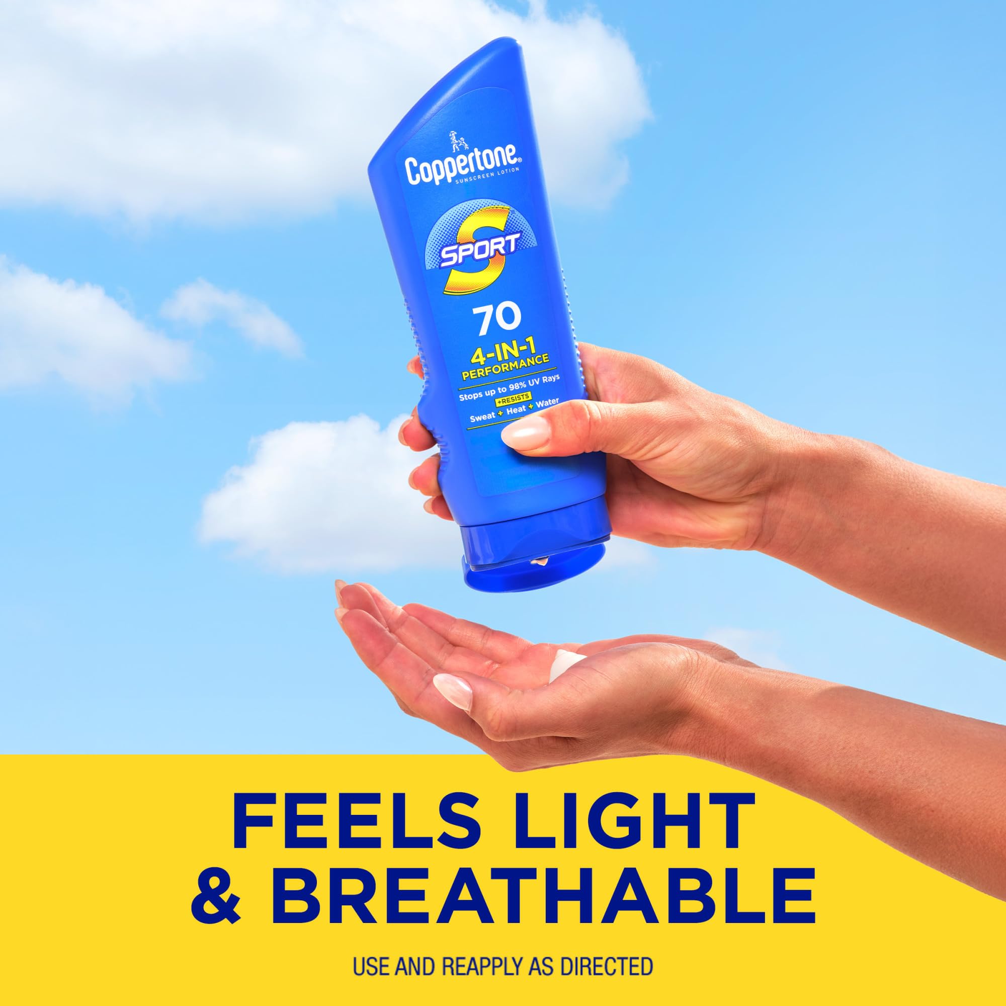 Coppertone Sport Sunscreen Lotion,Broad Spectrum SPF 70 Sunscreen Multi Pack,7 Fl Oz,(Pack of 4)